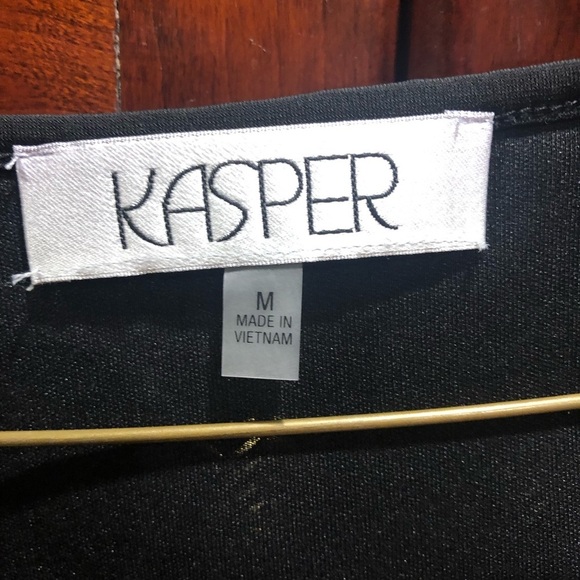 Kasper Gold & Black Sleeveless V Neck Top Sz M - Picture 5 of 6